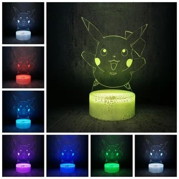

Pikachu night light lovely cartoon yellow pet red baby face anime role kids cute gift child room decor