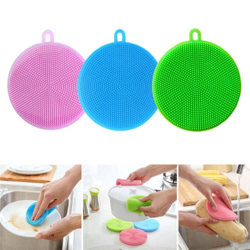 Silicone Kitchen Cleaning Brush Dishwashing Sponge Multi functional