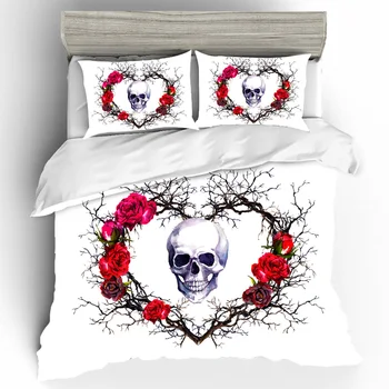 

Skull 3d Bedding Sets Punk Duvet Cover Skull Butterfly Printed For Double Bed Bed Linens Sheets King Queen Size Skull Butterfly