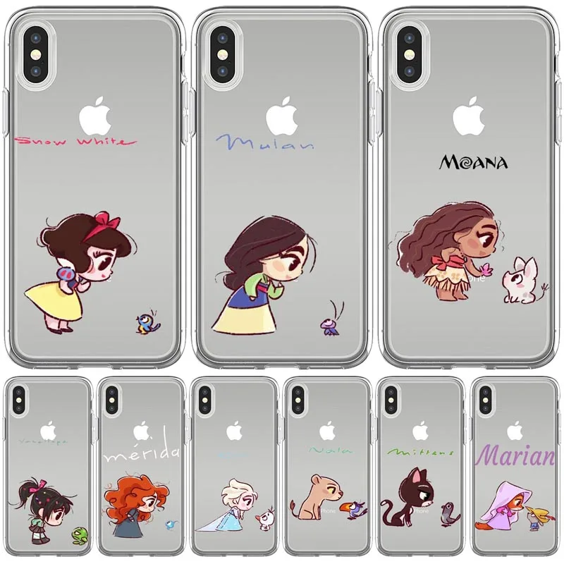 

Mini Princesses Cute Mermaid Mulan Snowwhite Silicone Coque Soft Phone Case Cover For Iphone 11 Pro Max X Xs Xr 5 6 7 8 Plus