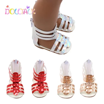 

18 inch Doll Roman Shoes Sequin Pu Doll Shoes For 43 cm New Born Baby Dolls 3 Colors Doll Shoes Toys For Girls