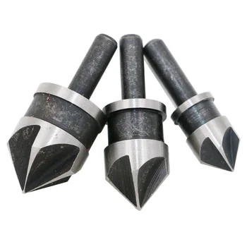 

3Pcs/set Woodworking Hole Opener Punching Round Shank Five-edge Chamfer 12/16/19mm Countersink High Carbon Steel Drill