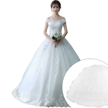 

Women Women Bridal Wedding Dress Super Big Petticoat Floor Length 6 Steel Hoops 6 Layer Yarn Elastic Waistband Crinoline Ball