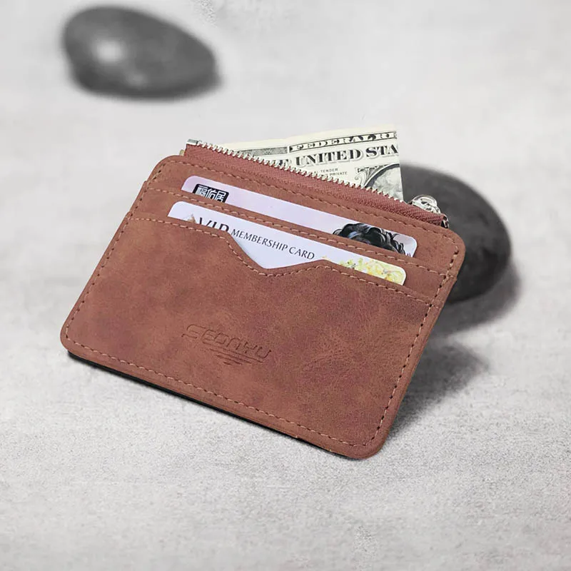 New Simple Mini Men Leather Wallet With Coin Pocket Small Credit Card Holder Slim Man's Purse For Bank Cards ID Card Case 6