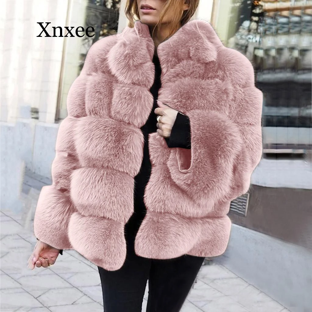 Abrigos de visón de lujo para Mujer, abrigo de piel sintética rosa,  elegante, grueso y cálido, chaqueta de piel falsa, color rosa|Piel sintética|  - AliExpress