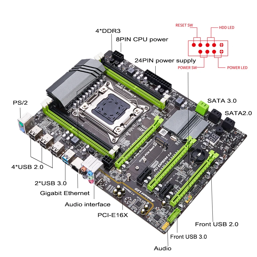 QIYIDA X79 Turbo материнская плата LGA2011 ATX USB3.0 SATA3 PCI E NVME M.2 SSD поддерживает память REG ECC и