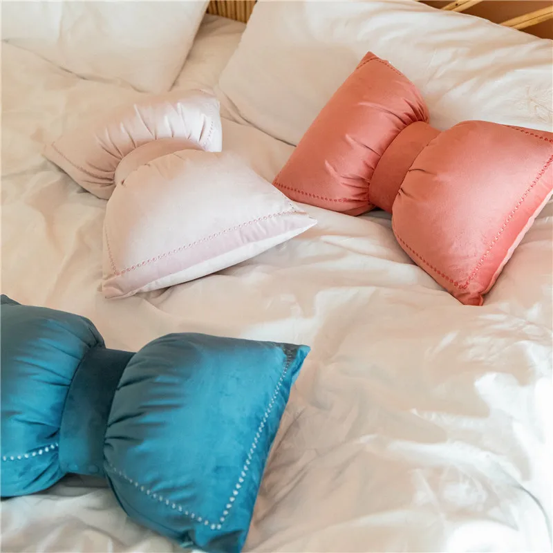 

bow shaped pillow velvet back cushion stuffed throw pillow 35x50cm