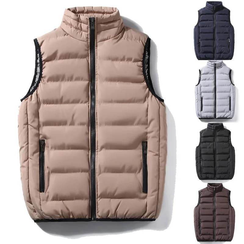Повседневный жилет мужские осенние и зимние простые универсальные Молодежные свободные кардиган жилет хлопок куртка без рукавов жилет топы