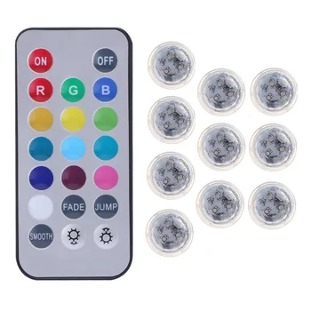

10Pcs LED Color Change Fish Floral Tank Remote Submersible Waterproof Light