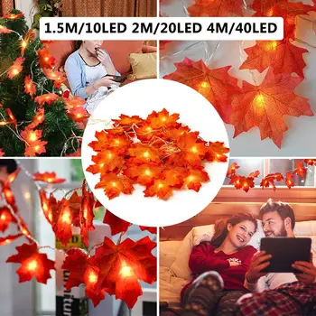 

Thanksgiving Decorations Garland LED String Lights LEDS Maple Leaf Fairy Light For Halloween Autumn Party Christmas Decoration