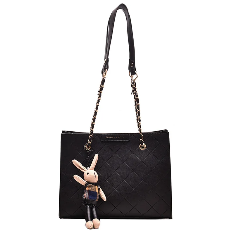 

One-shoulder Big Bag Female 2019 Popular New Wave Korean Simple Fashion Rhombic Chain Tote Bag cc
