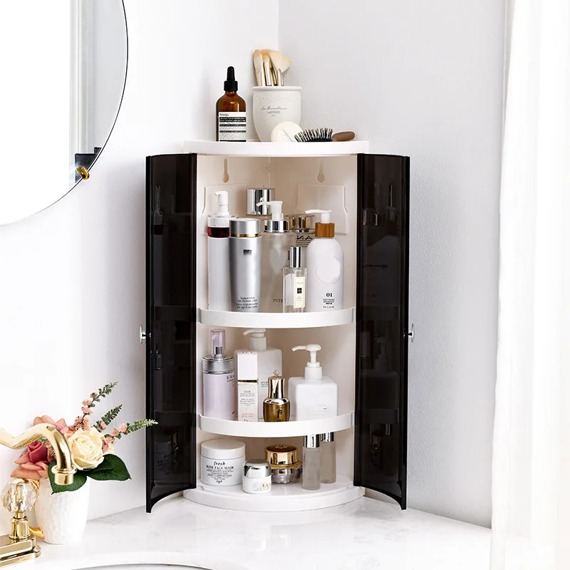 

MultiFunction Rotating Shelf Bathroom Kitchen Storage Rack Free Punching Suction Wall Large Jewelry Makeup Storage Box Organizer