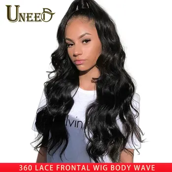 

Uneed Peruvian Body Wave 360 Lace Frontal Wigs 8- 26 Inch Pre Plucked With Baby Hair Remy Human Hair Lace Front Wig Body Wave