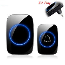 Sonnette intelligente sans fil, sans batterie, étanche, prise ue, lumière led, longue portée 300m, 433mhz