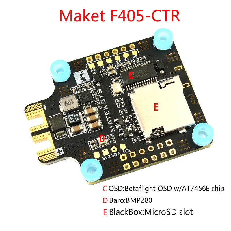 Matek System Mateksys F405-CTR F405 CTR Контроллер полета встроенный PDB OSD 5 V/2A BEC Датчик тока для радиоуправляемого дрона