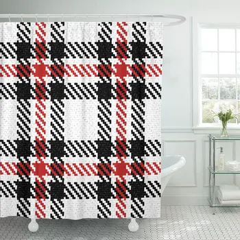 

Colorful Lumberjack Hipster Tartan and Buffalo Check Plaid Pattern Bathroom Curtain Waterproof Polyester Fabric 72 x 78 inches