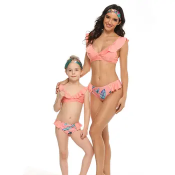 

2020 Summer Family Look Mom And Daughter Matching Swimswear Clothes One-piece Bikini Women Kids Bathing Outfits Mother Daugther