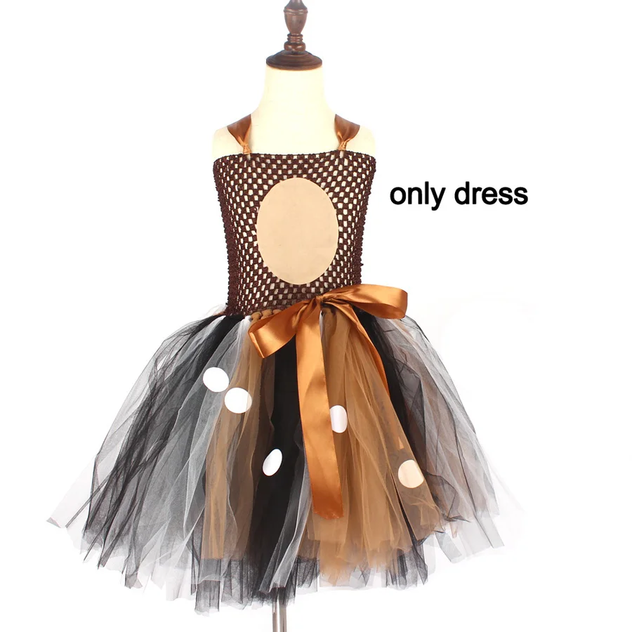 only dress Рождественский костюм северного оленя для девочек; детское платье-пачка с оленем и повязкой на голову; детский маскарадный костюм с животными; нарядное платье; наряд на Хэллоуин - Цвет: only dress