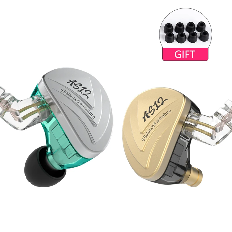 

New KZ AS12 12BA Balanced Armature In Ear Earphone HIFI Running Sport Earphone Earplug Headphone KZ ZS10 ZSN PRO ZS6 ZST ZS5 ZS7