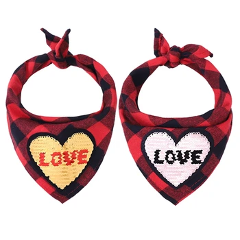 

2 Pack Valentine's Day Pet Bobcat and Dog Triangle Scarf Gift Single Layer Love Scarf Pet Valentine's Turban