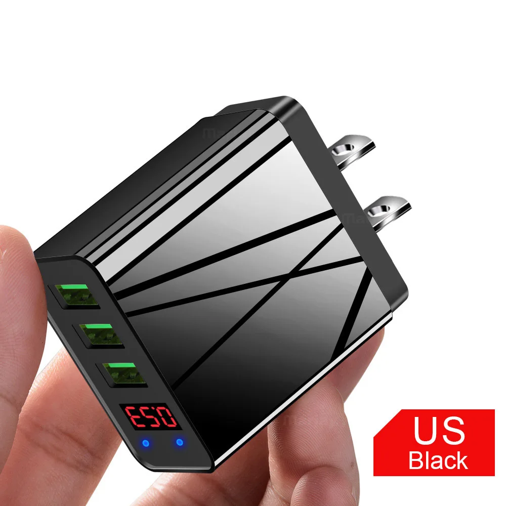 3,0 USB 3 порта быстрое зарядное устройство для samsung S8 S9 Xiaomi Mi 8 быстрая настенная Зарядка для iPhone 7 8 X XS Max iPad US EU версия - Цвет: US black