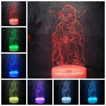 

Star Wars: The Force Awakens Movie Master Yoda Model 3D LED Crack Table Lamp Home Child Bedroom Decor 7 Color Gift Night Light