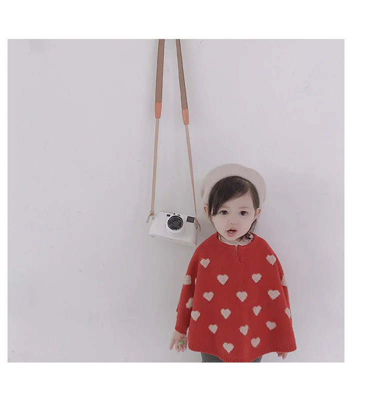 Весна-осень, корейский стиль, милые свитера для девочек, плащ, детский вязаный свободный свитер с рукавами «летучая мышь»