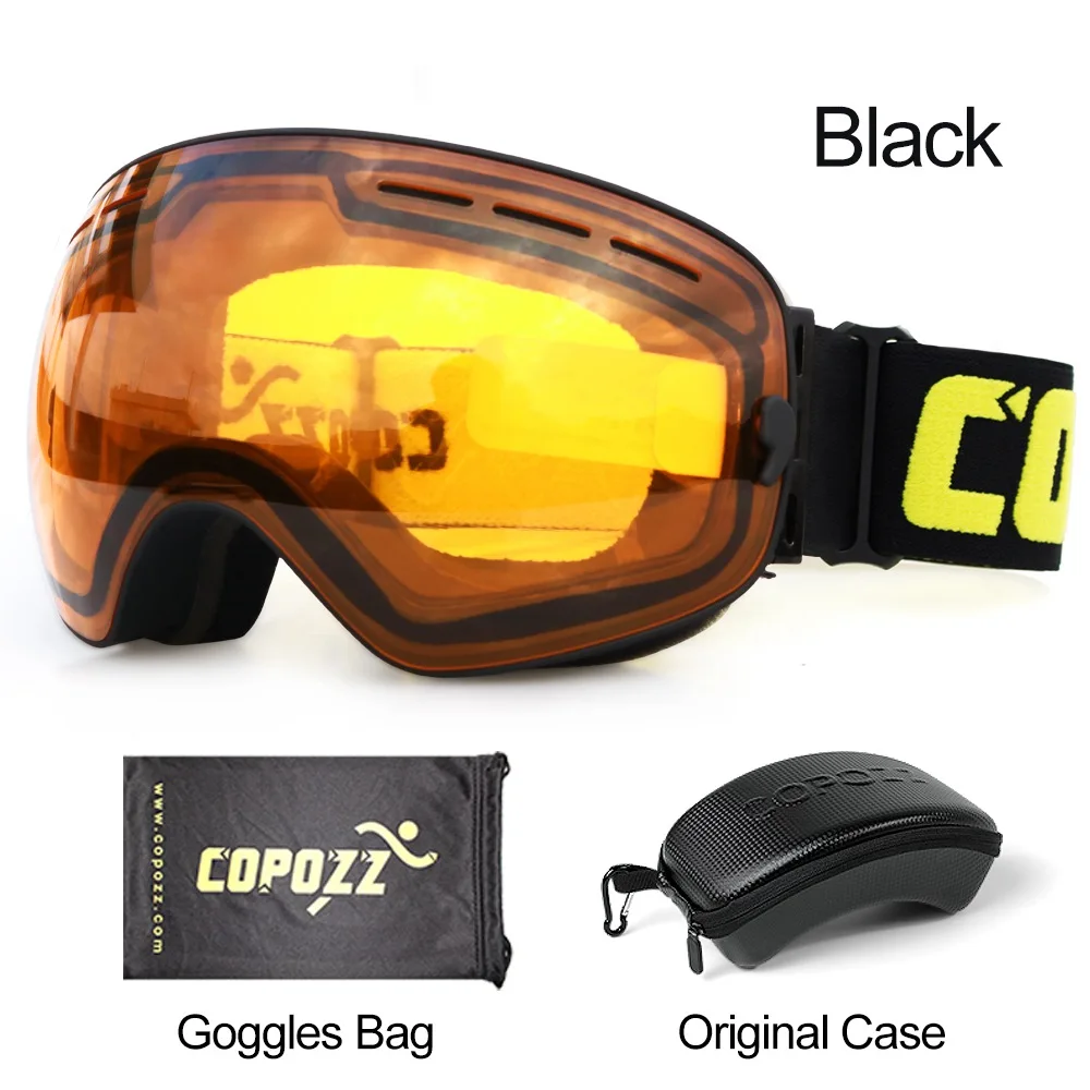COPOZZ брендовые лыжные очки для мужчин и женщин, очки для сноуборда, очки для катания на лыжах с защитой от уф400 лучей, лыжные очки, противотуманные лыжные маски - Цвет: Lens orange