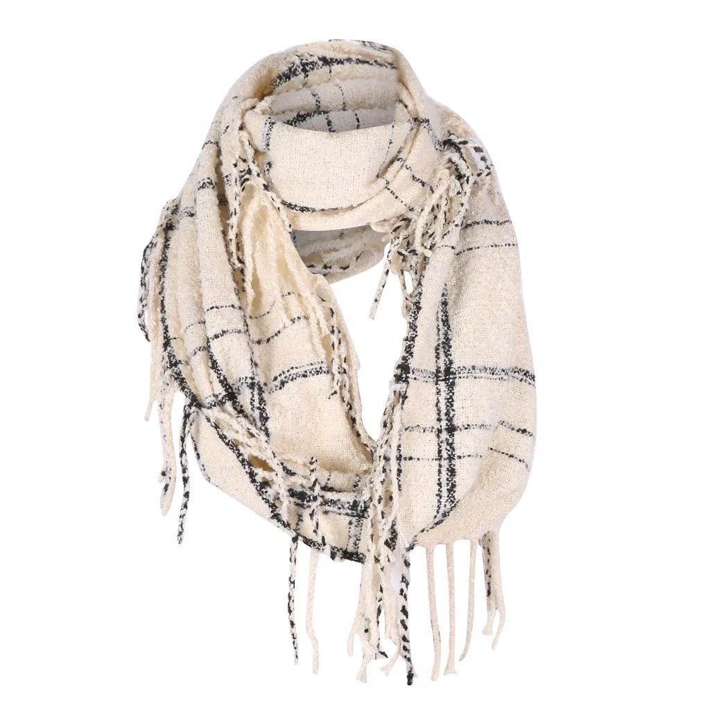 

Fashion and very warm Winter Keep Warm Shawls Scarves Soft material Scarf Womens Plaid Printed Tassel Scarfs not fade #BA