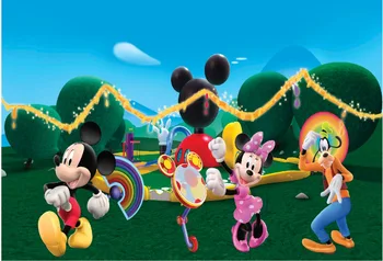 

5x7FT Mickey Minnie Green Park Blue Sky Custom Photo Studio Backdrop Background Vinyl 220cm x 150cm