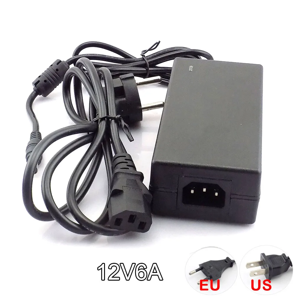

AC Power Adapter Supply DC 240V 12V 6A Charger Transformer Camera Power Converter for LED Strip light 5.5mmx2.5mm K08