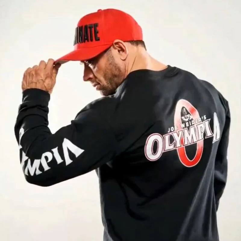 Новинка Осень 2021 свободная брендовая мужская Спортивная футболка OLYMPIA с длинными