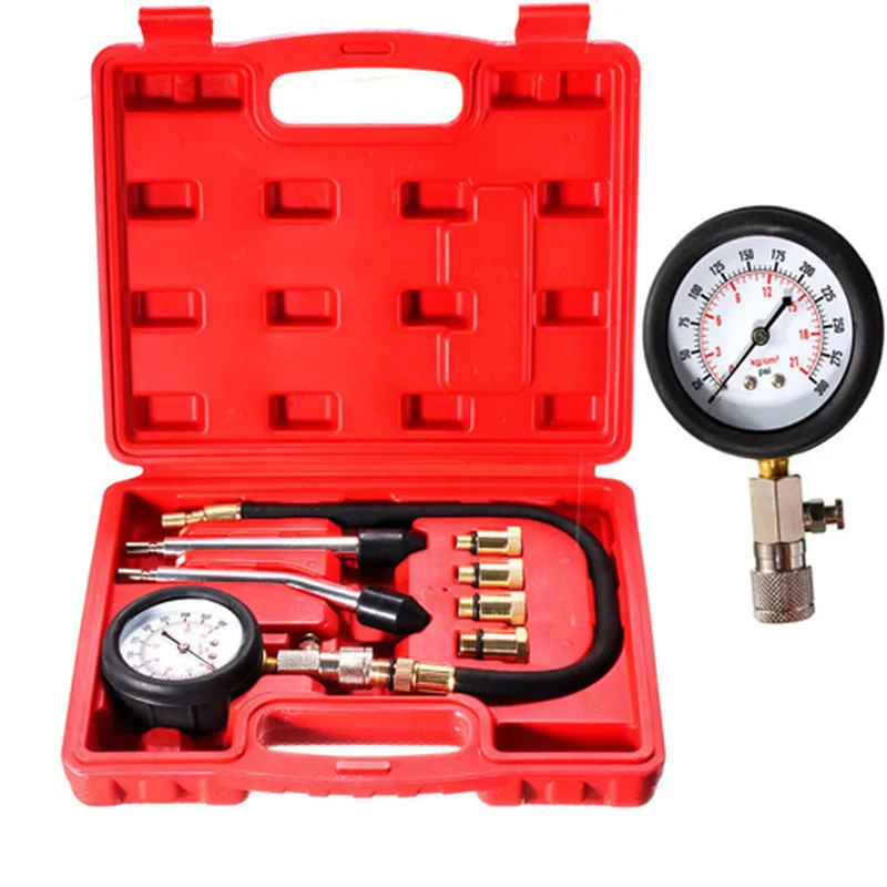 

8PCS 300 Psi Car Cylinder Oil Pressure Gauge Petrol Gas Engine Compressor Rapid Type Tester Kit Motocycle Car Accessories