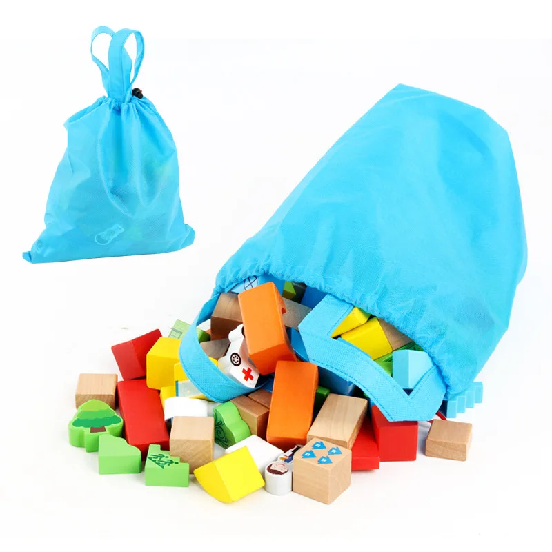 

100 Tablets City Traffic Building Blocks Cognitive Qizhi Early Education Toy Wooden Geometry Shape Toys