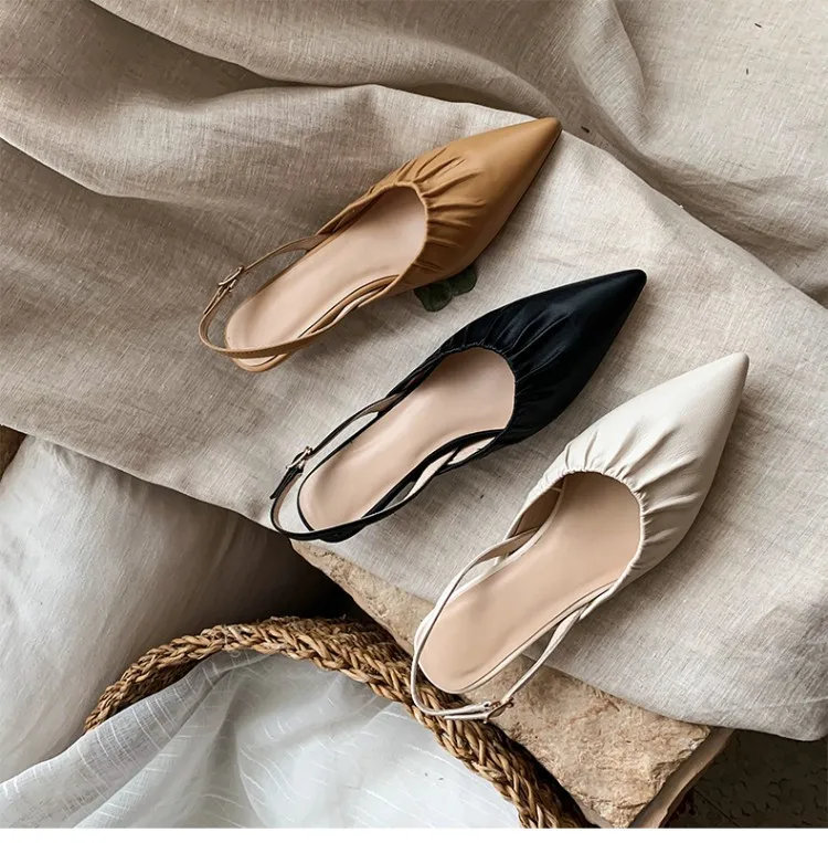 

20 New Three-Color Closed-toe Sandals Women's inside And Pure Leather Korean-style Pointed-Toe Grandma Shoes Cat with WOMEN'S Sh