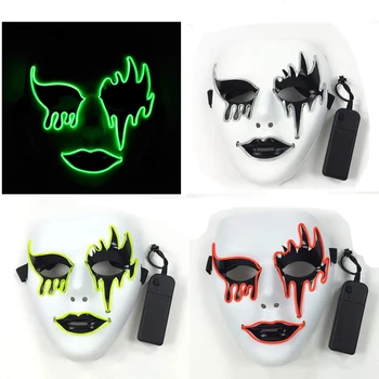 

Weird Glowing Mask LED Maske In Dark Masquerade Dress Up Halloween Horror Mask Light Up Party Blood Eye Grimace Nightclub Props