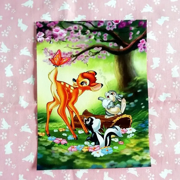 15x20cmDisney олененок декоративный холст ткань ручная окрашенная ткань для сумки/Картины/бумажника/украшения хлопчатобумажная льняная ткань