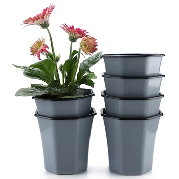 

Plastic Automatic Watering Flower Pots 5 Inches 6 Pcs Per Set, for Indoor Small Nursery Pots Grey