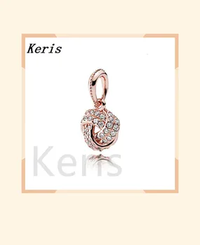 

100% 925 silver sterling 1: original 380385cz pink sparkling love knot pendant female vintage jewelry