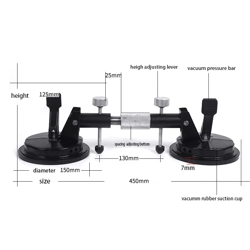 123MM Aluminum Alloy Suction Cups for Glass Fixed Tile Powerful Holder Ceramic Tile Double Claw Lifter Vacuum Suction Cup