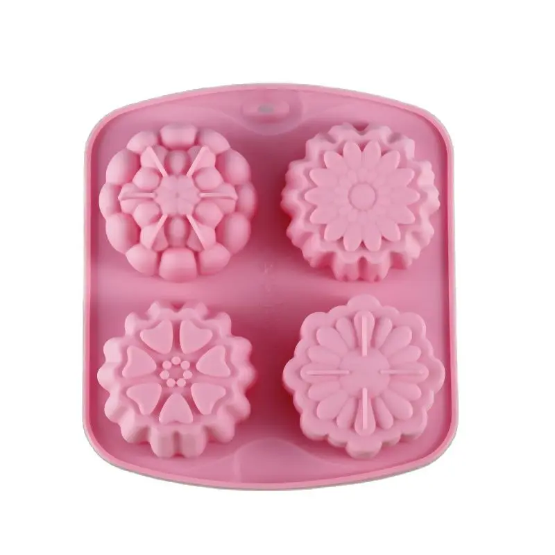 4 Even Pudding Jello Mold Handmade Soap Molds Flower Silicone Cake Mold