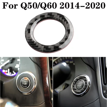 

Car Carbon Fiber Stickers Interior Engine Start Stop Button Ring Cover Trim For Infiniti Q50 Q60 2014-2020 Accessories