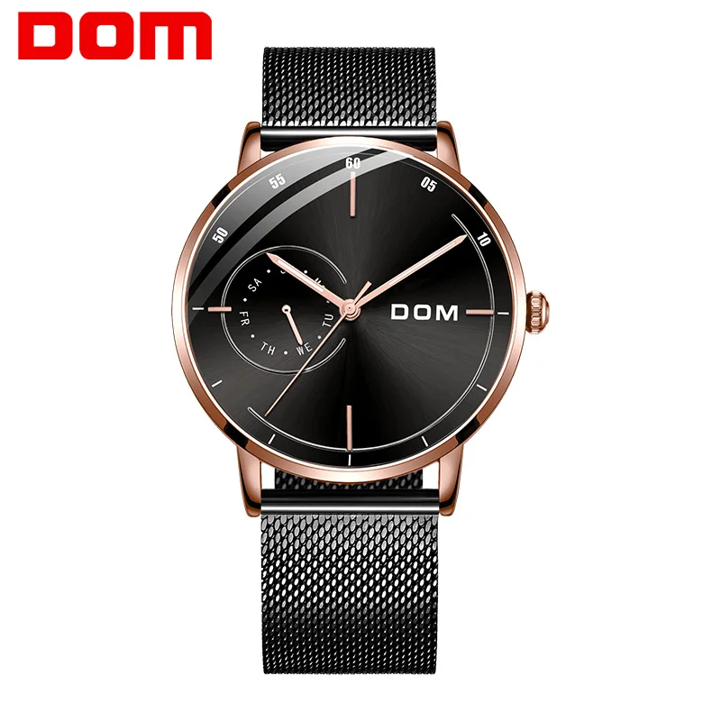 

Men Ultra Thin Quartz Watch DOM Luxury Wrist Watches Casual Business Leather Watches Rose Gold Waterproof Man Clock M-1273GK-1M