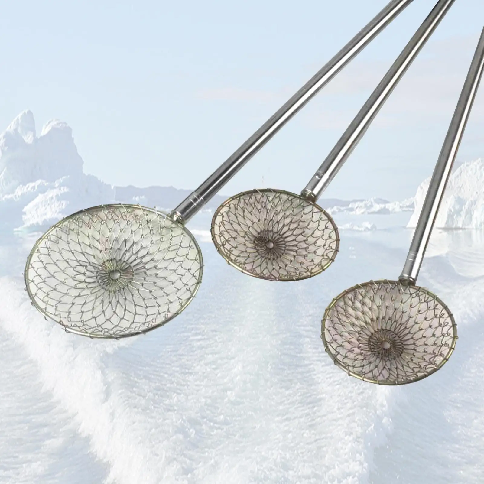 Winter 11/13.5cm Stainless Steel Wire Net Ice Fishing Hedge Mini Fish Strainer Scoops （Handle not included） | Спорт и