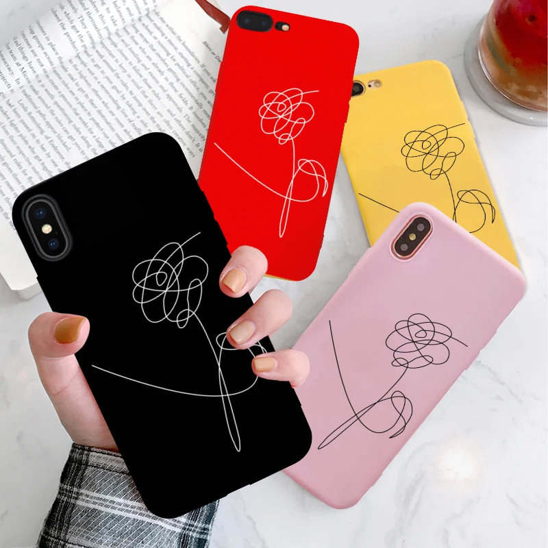 

Love yourself Flower Case For Samsung Galaxy S10 S9 S8 S7 S6 Plus Lite edge Abstract Art Line Silicone Phone Cover Soft Coque