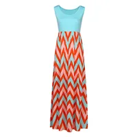 Boho Striped Patchwork Maxi Long Dress Women's Casual Loose Sleeveless Tanks Dresses Plus Size O Neck Summer Robe Femme Vestidos - Image 4