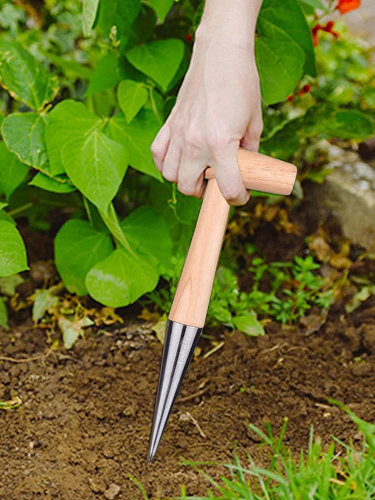 11 Stainless Steel Sow Dibbler Durable Long Lasting Garden Tool 4.5 Wood Handle Migration Hole Garden Planting Seeds 