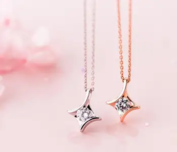 

Real. 925 Sterling Silver Jewelry CZ Star Pendants/ Necklace jewelry GTLX2045