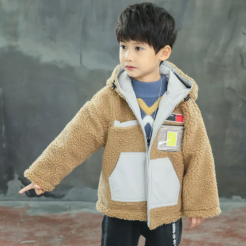 

BOY'S Coat 2019 New Style Children Brushed And Thick Western Style Winter Big Boy Autumn And Winter Lamb Plush Fashion Childrens