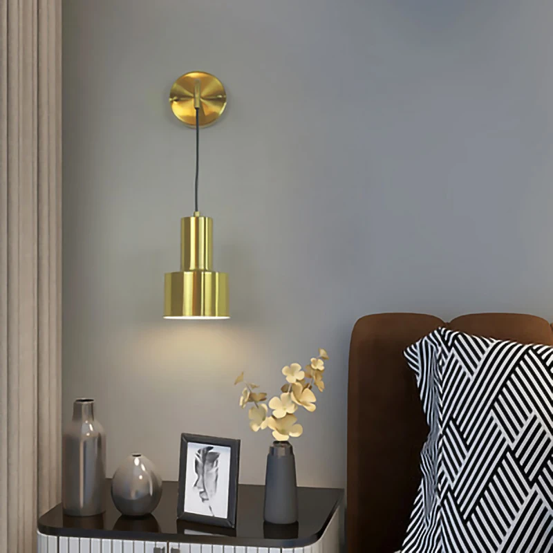 Nordic Modern LED wall lamp gold black E27 sconces light indoor home kitchen bedside bedroom living room decoration illuminate
